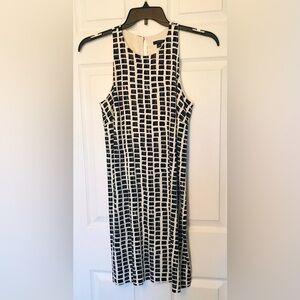 ANN Taylor Tan Black Print Sleeveless Midi Dress Size S